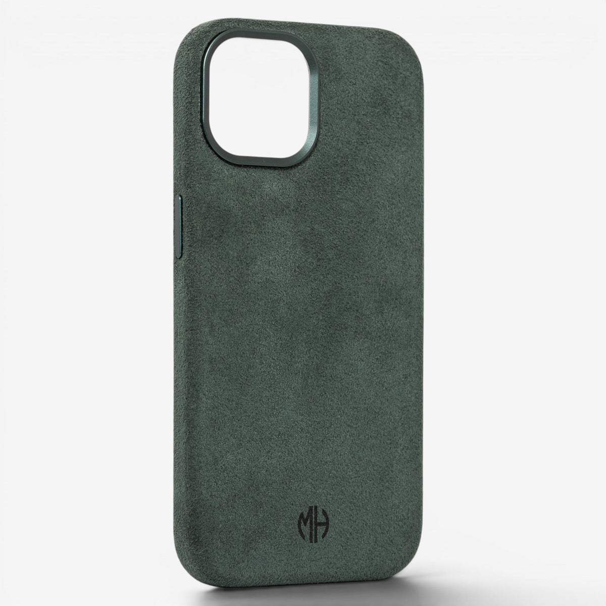 iPhone Case Alcantara 15 Green Winkel#Modell_iPhone 15&Farbe_Green