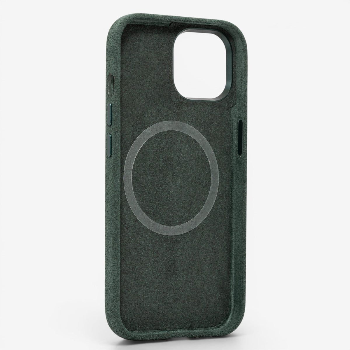 iPhone Case Alcantara 15 Plus Green Rückseite#Modell_iPhone 15 Plus&Farbe_Green