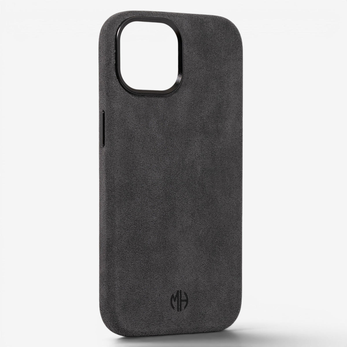 iPhone Case Alcantara 15 Plus Dark Grey Winkel#Modell_iPhone 15 Plus&Farbe_Dark Grey