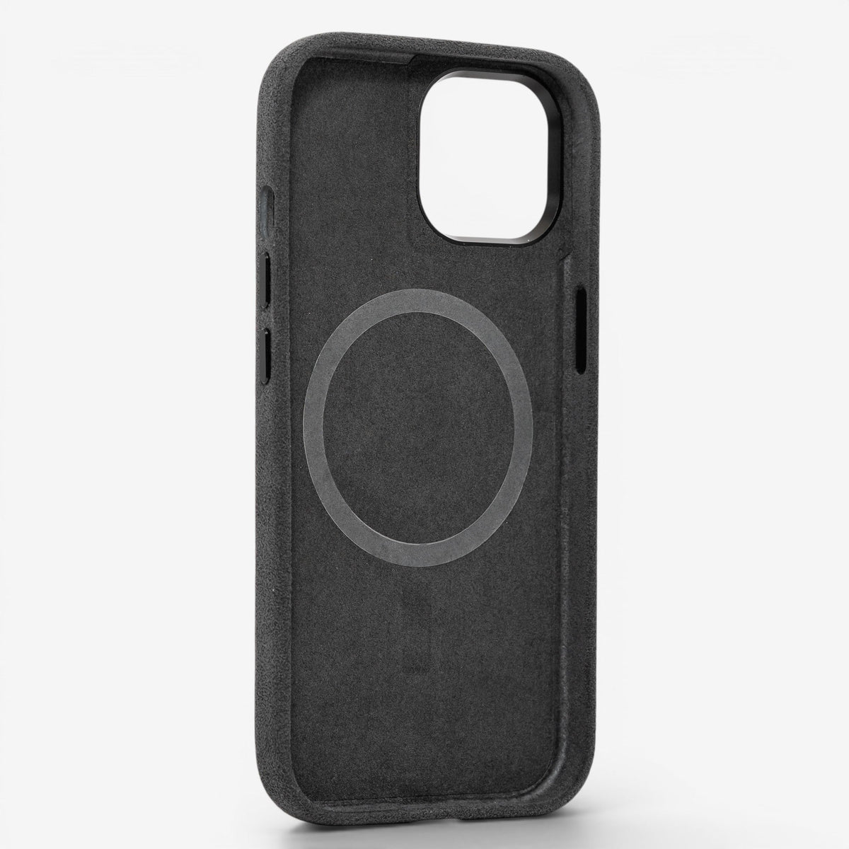iPhone Case Alcantara 15 Plus Dark Grey Rückseite#Modell_iPhone 15 Plus&Farbe_Dark Grey