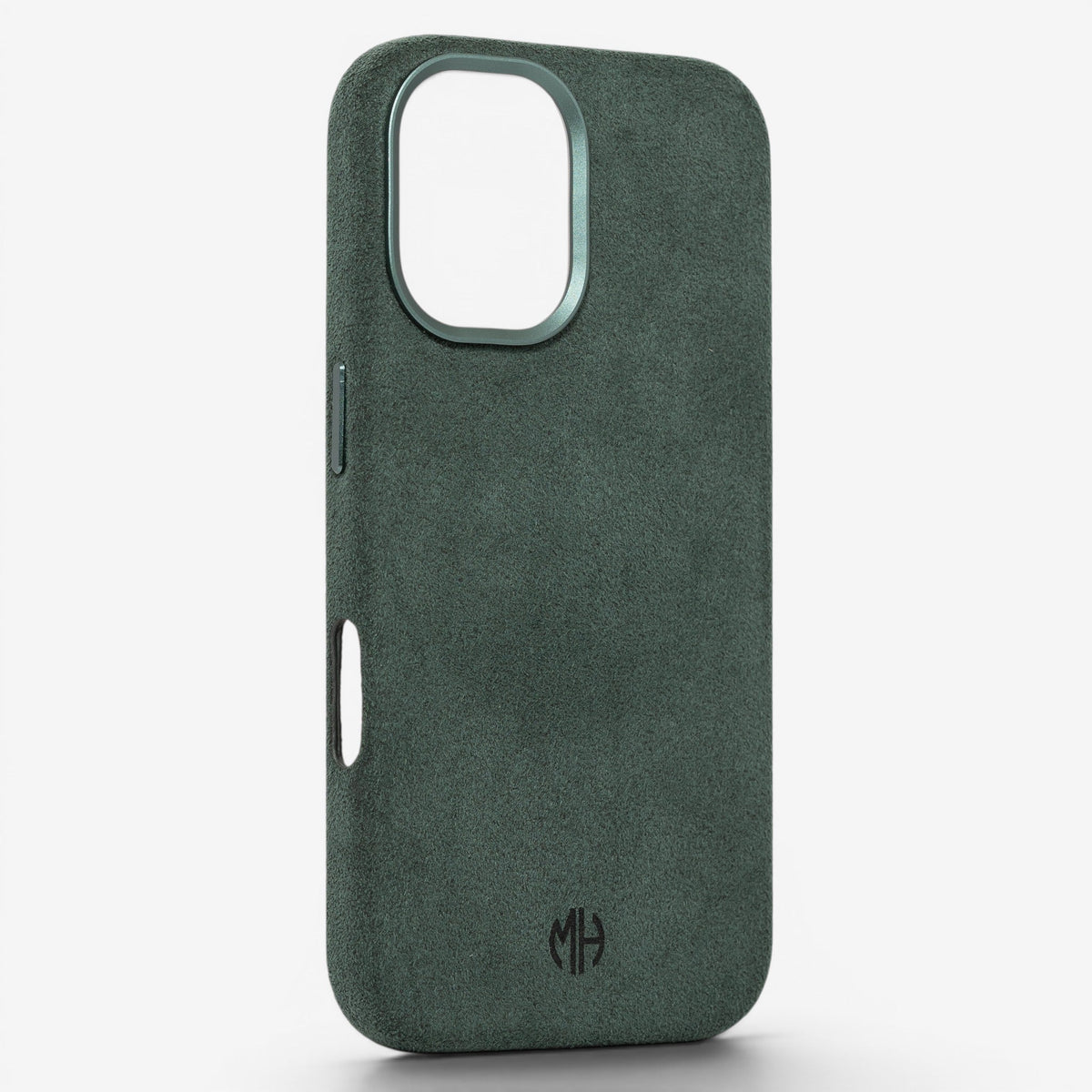 iPhone Case Alcantara 16 Green Winkel#Modell_iPhone 16&Farbe_Green