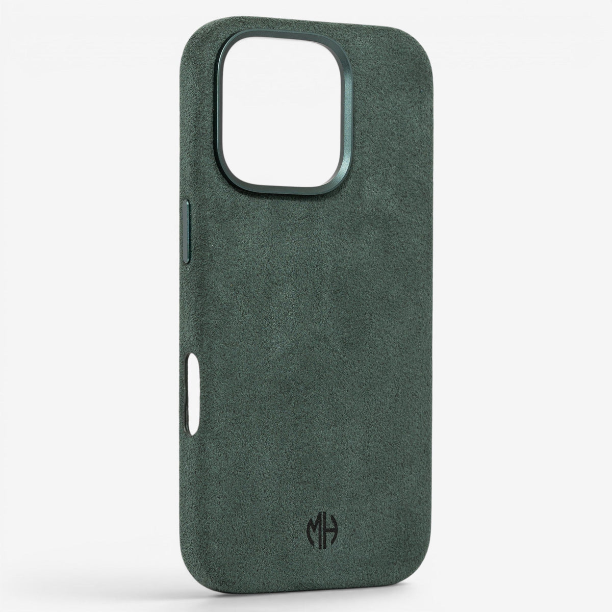 iPhone Case Alcantara 16 Pro Green Winkel#Modell_iPhone 16 Pro&Farbe_Green