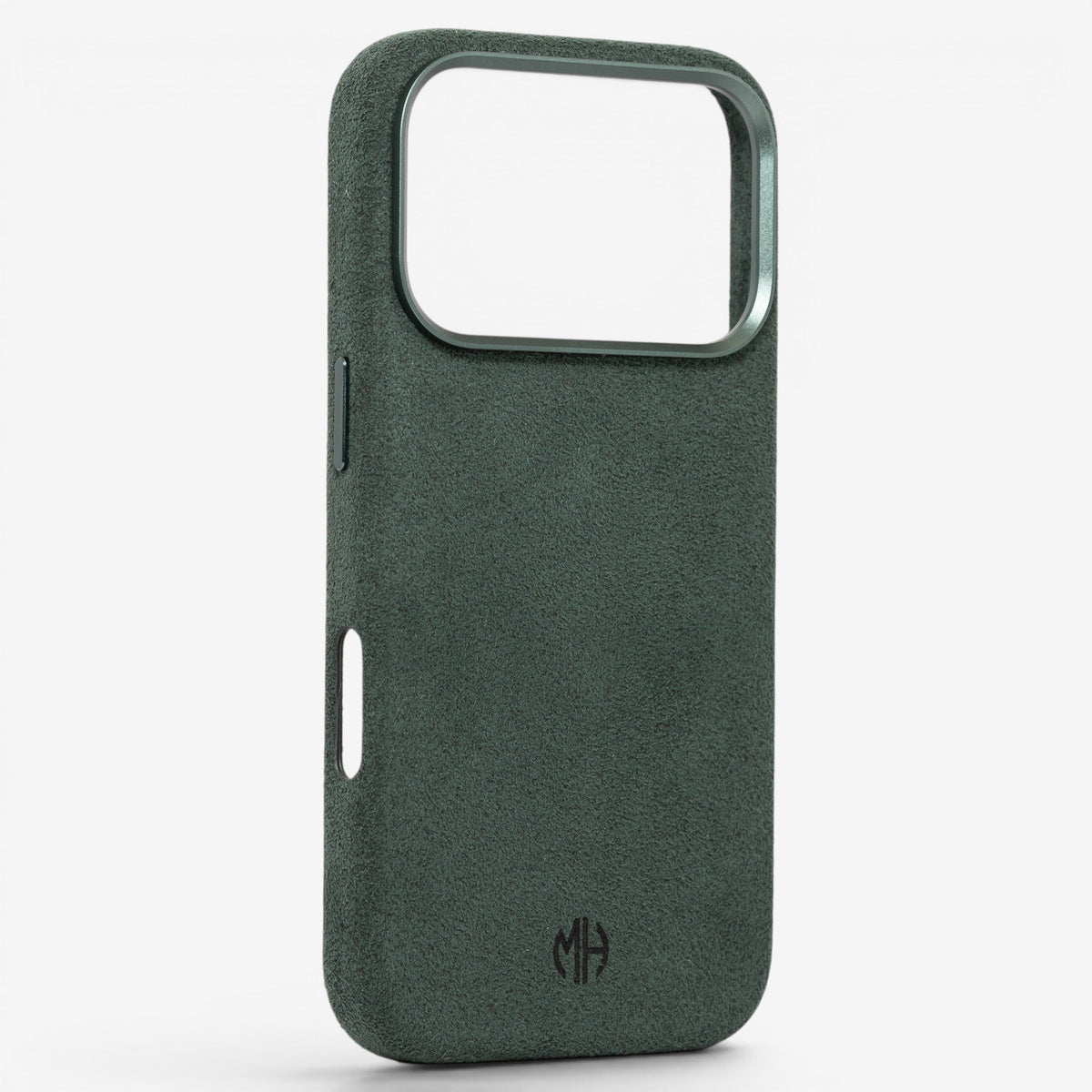 iPhone Case Alcantara 18 Pro Green Winkel#Modell_iPhone 18 Pro&Farbe_Green
