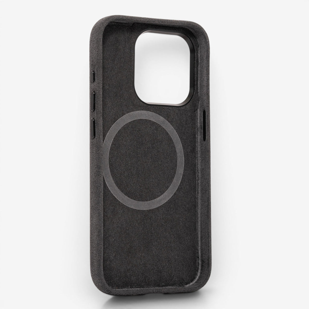 iPhone Case Alcantara 15 Pro Dark Grey Rückseite#Modell_iPhone 15 Pro&Farbe_Dark Grey