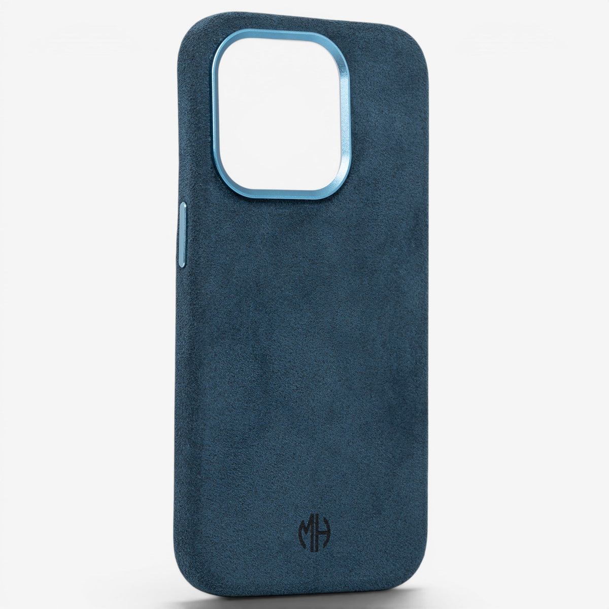 iPhone Case Alcantara 15 Pro Max Blue Winkel#Modell_iPhone 15 Pro Max&Farbe_Blue