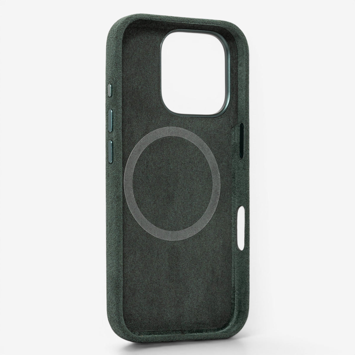 iPhone Case Alcantara 16 Pro Green Rückseite#Modell_iPhone 16 Pro&Farbe_Green