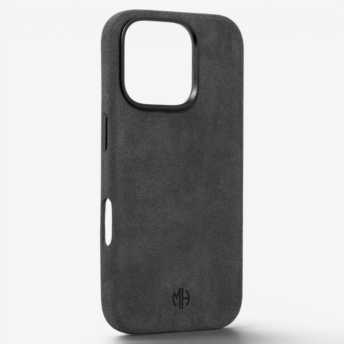 iPhone Case Alcantara 16 Pro Dark Grey Winkel#Modell_iPhone 16 Pro&Farbe_Dark Grey