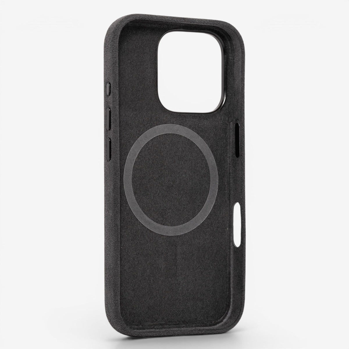 iPhone Case Alcantara 16 Pro Dark Grey Rückseite#Modell_iPhone 16 Pro&Farbe_Dark Grey