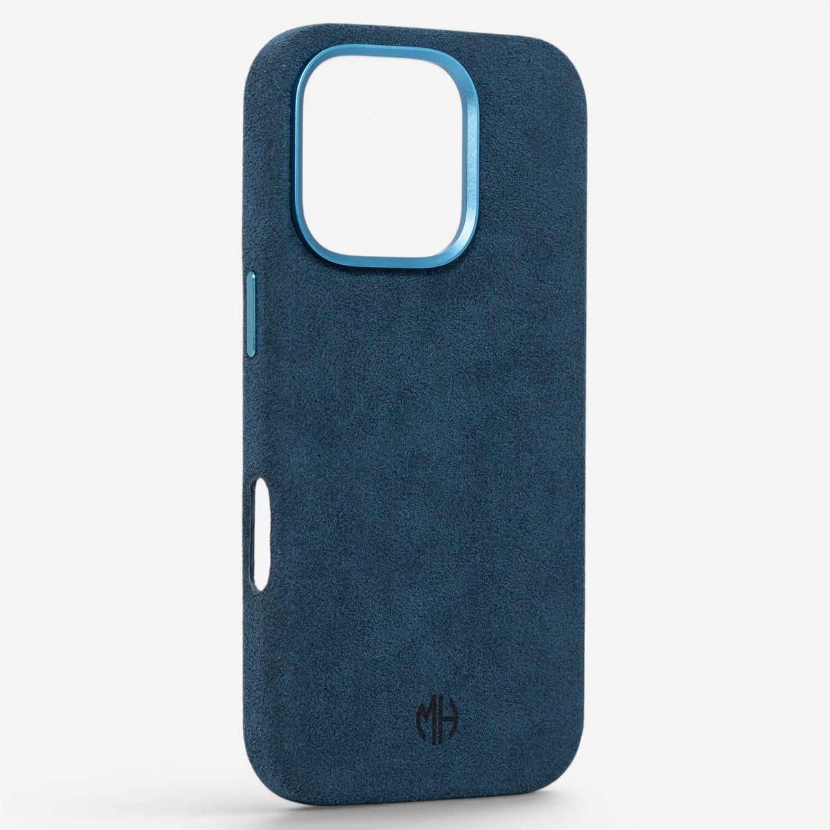 iPhone Case Alcantara 16 Pro Max Blue Winkel#Modell_iPhone 16 Pro Max&Farbe_Blue
