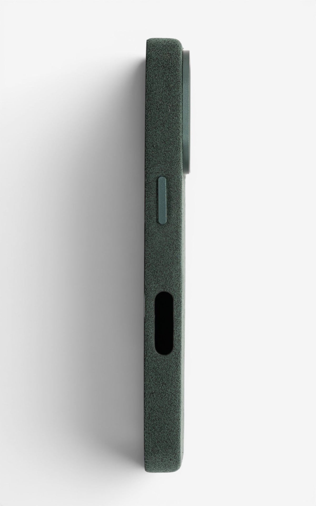 iPhone Case Alcantara 18 Pro Green Seite links#Modell_iPhone 18 Pro&Farbe_Green
