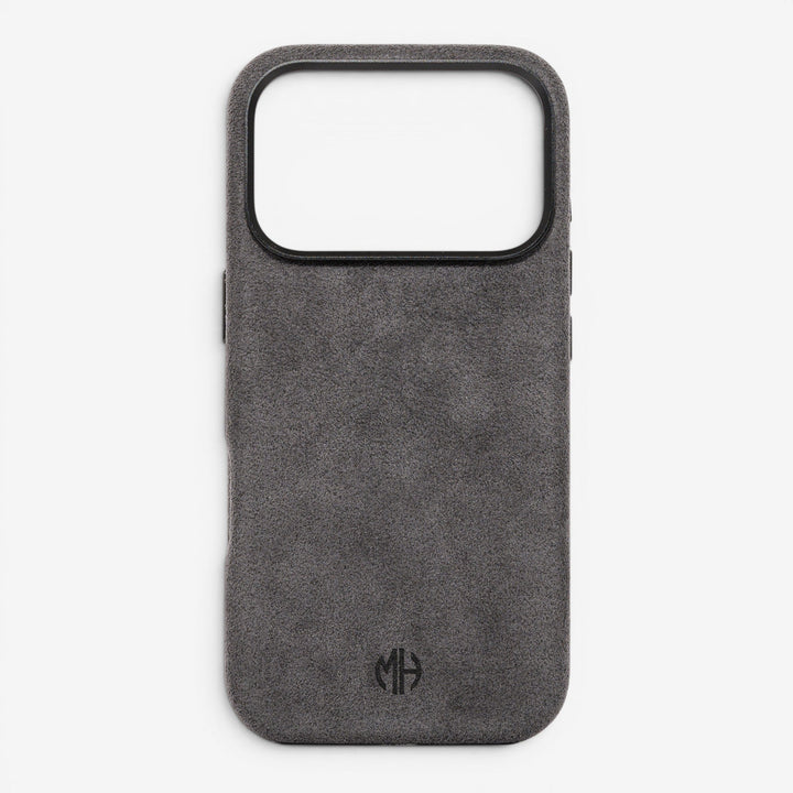 iPhone Case Alcantara 18 Pro Max Dark Grey Front#Modell_iPhone 18 Pro Max&Farbe_Dark Grey