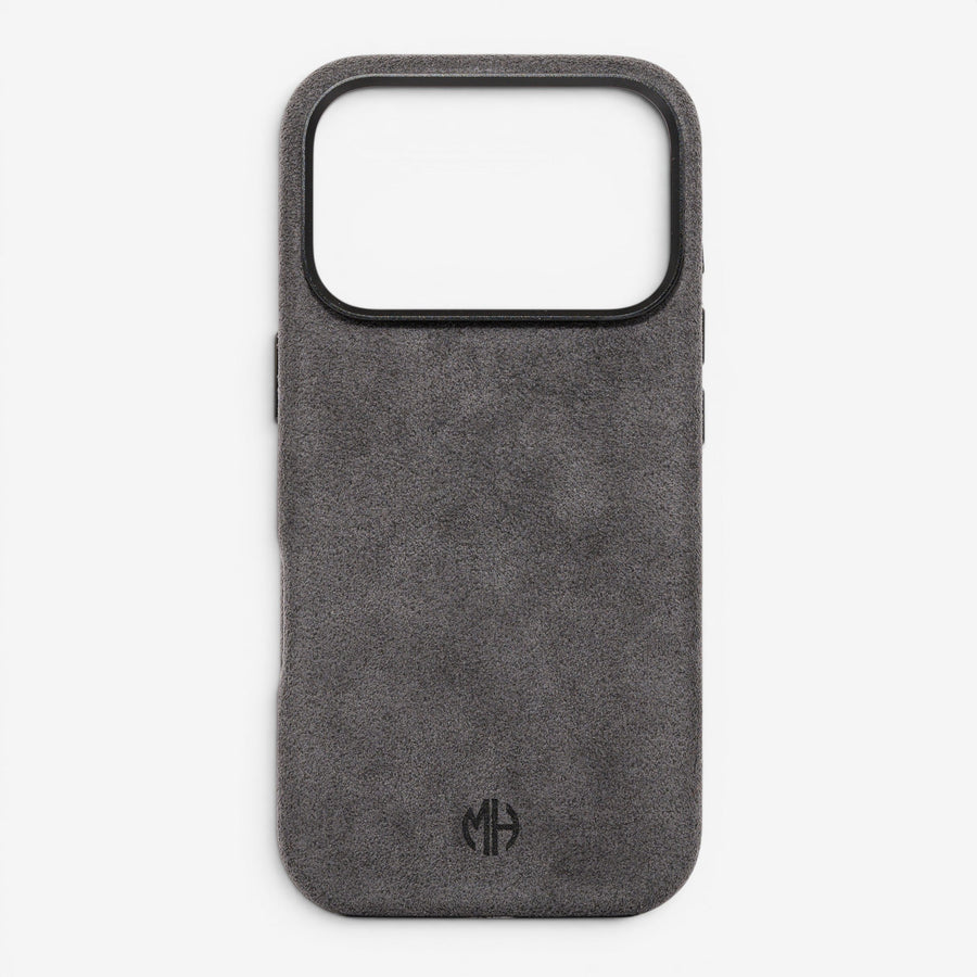 iPhone Case Alcantara 17 Pro Max Dark Grey Front#Modell_iPhone 17 Pro Max&Farbe_Dark Grey