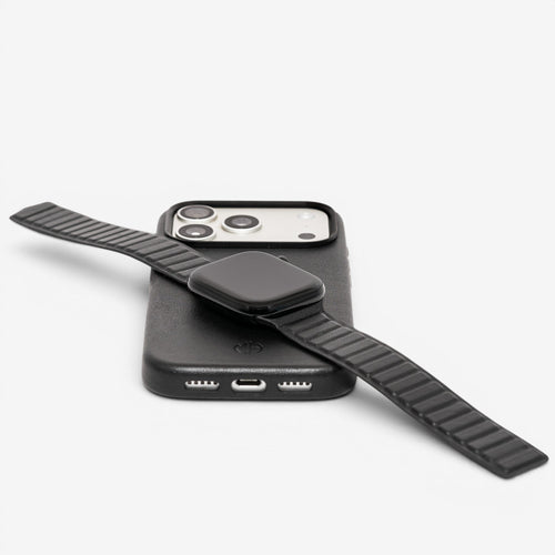 Apple Watch Band Leather am Handgelenk#Farbe_Black