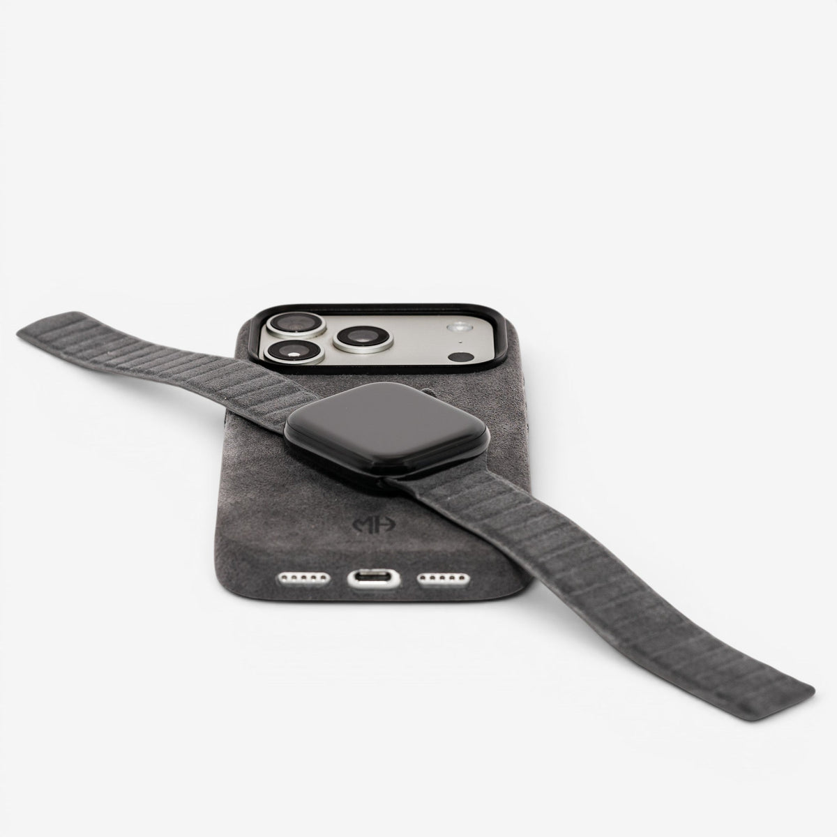 Apple Watch Band Alcantara Dark Grey am Handgelenk#Farbe_Dark Grey